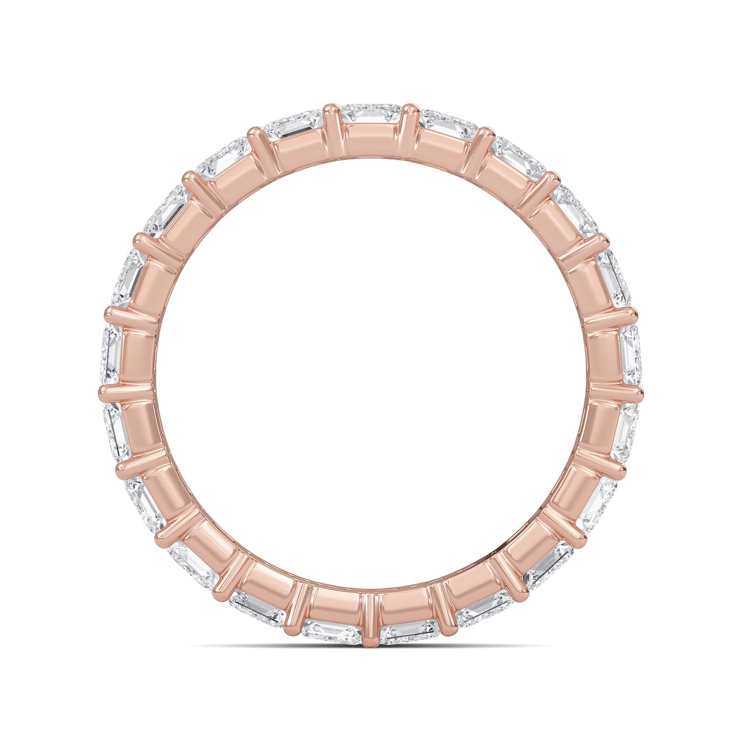 Joylyn Emerald cut lab grown diamond Shared Prong Eternity band Rose Gold ring for women - elegant and sustainable jewelry by Wenoor