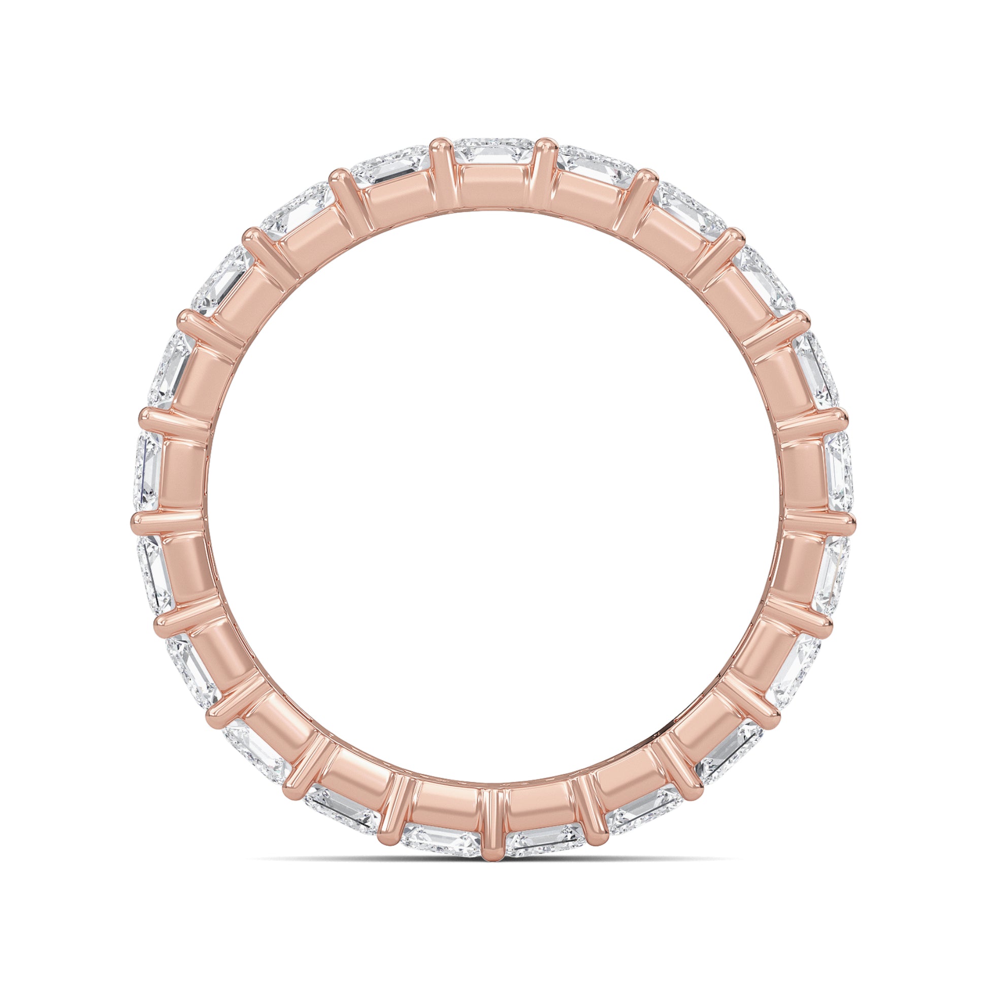 Joylyn Emerald cut lab grown diamond Shared Prong Eternity band Rose Gold ring for women - elegant and sustainable jewelry by Wenoor