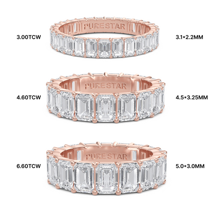 Joylyn Emerald cut lab grown diamond Shared Prong Eternity band Rose Gold ring for women - elegant and sustainable jewelry by Wenoor