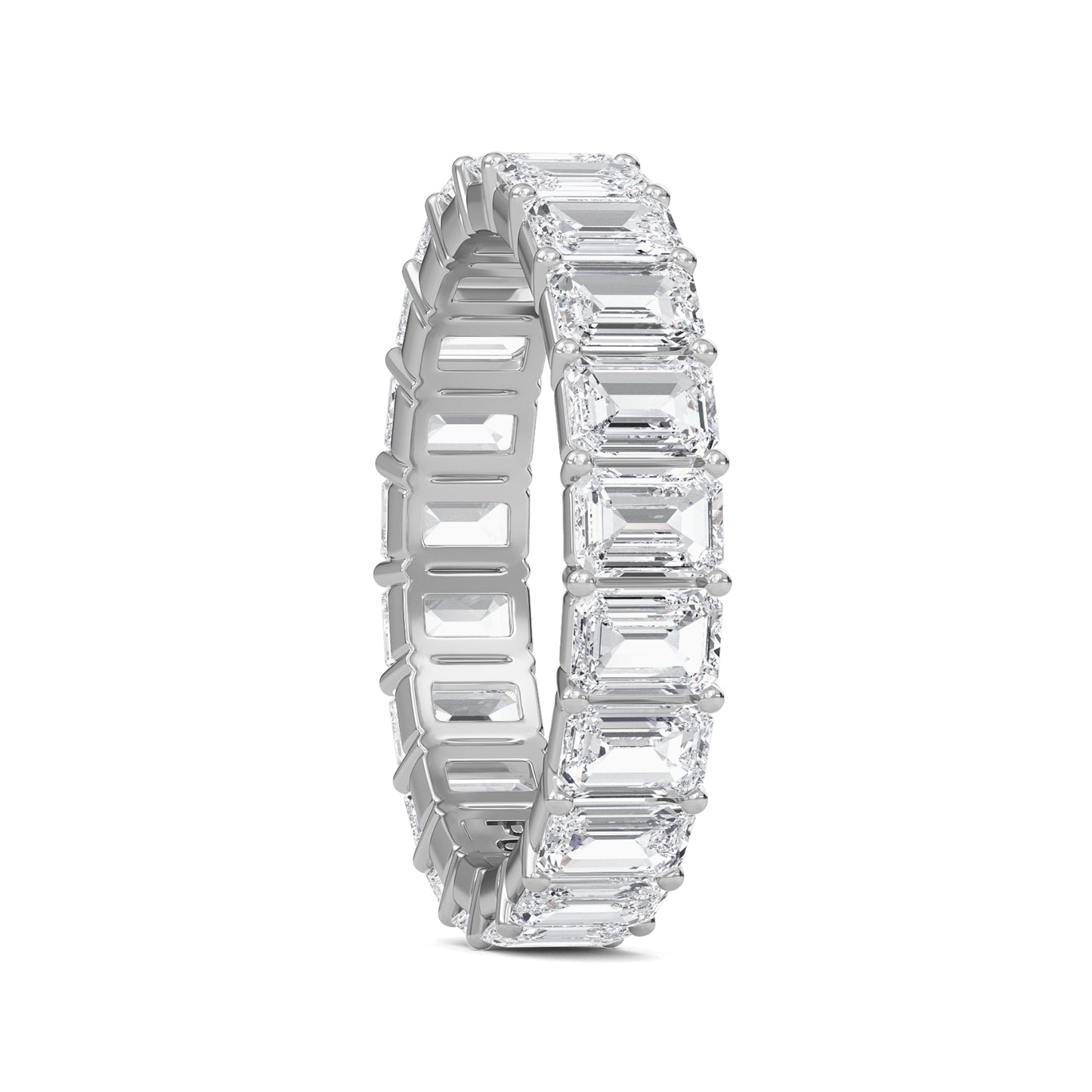 Joylyn Emerald cut lab grown diamond Shared Prong Eternity band White Gold ring for women - elegant and sustainable jewelry by Wenoor