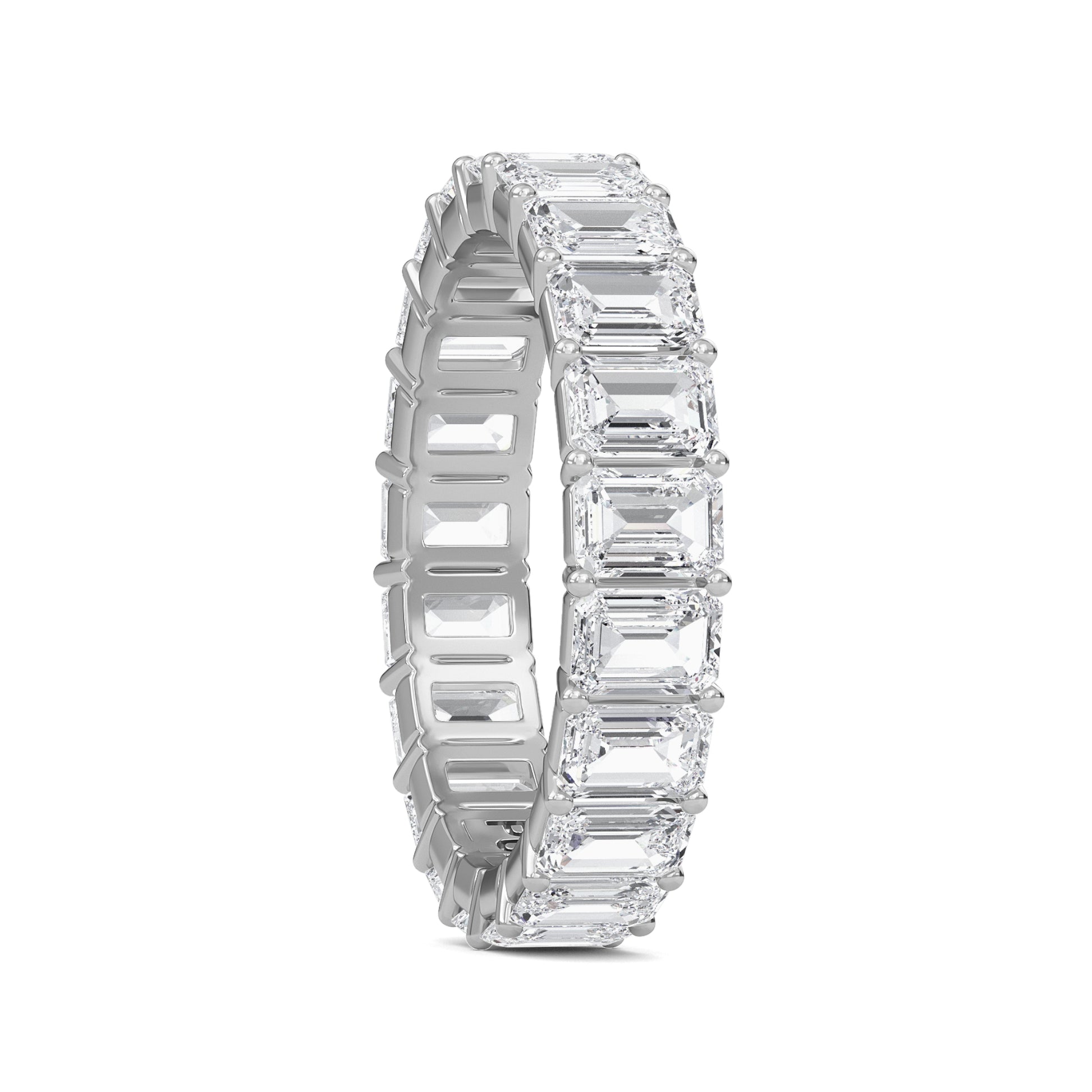 Joylyn Emerald cut lab grown diamond Shared Prong Eternity band White Gold ring for women - elegant and sustainable jewelry by Wenoor