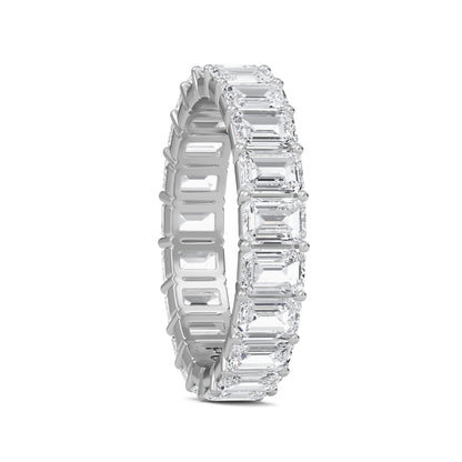 Joylyn Emerald cut lab grown diamond Shared Prong Eternity band White Gold ring for women - elegant and sustainable jewelry by Wenoor
