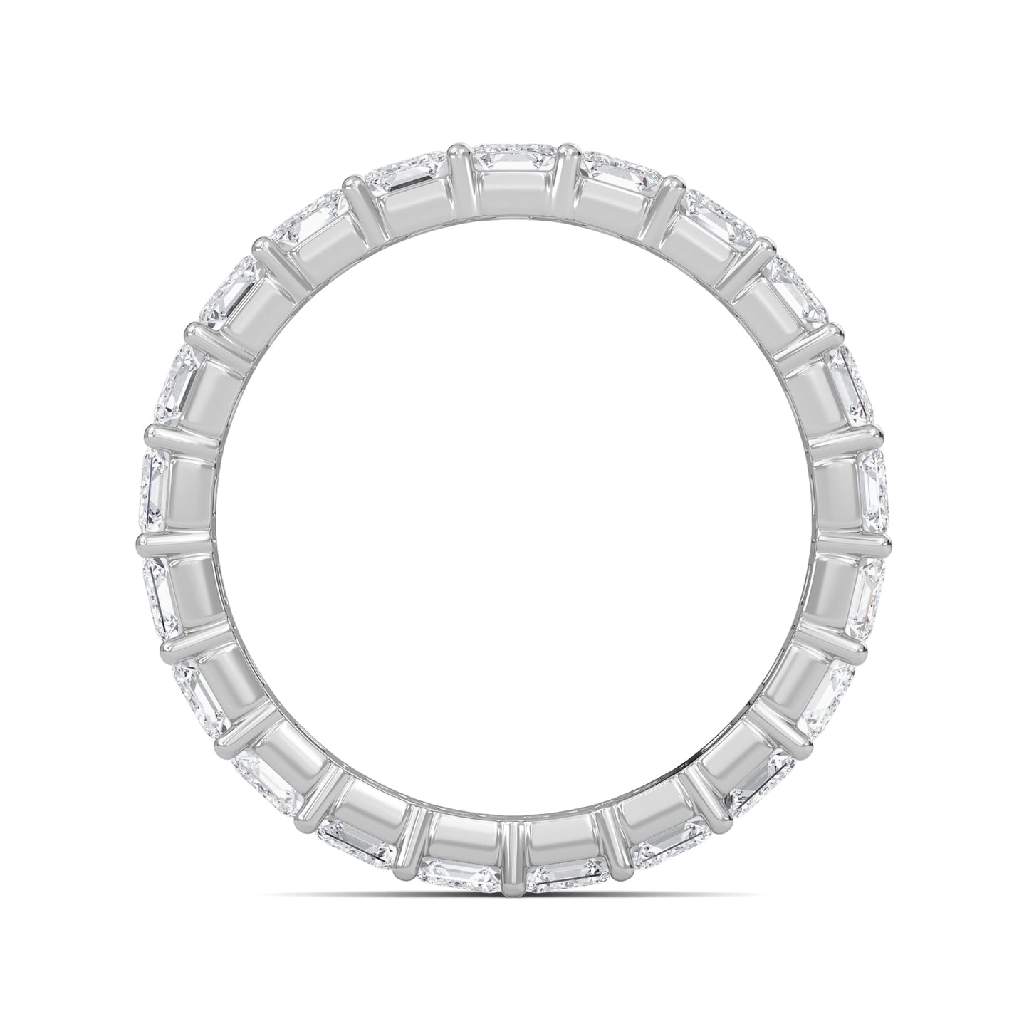Joylyn Emerald cut lab grown diamond Shared Prong Eternity band White Gold ring for women - elegant and sustainable jewelry by Wenoor