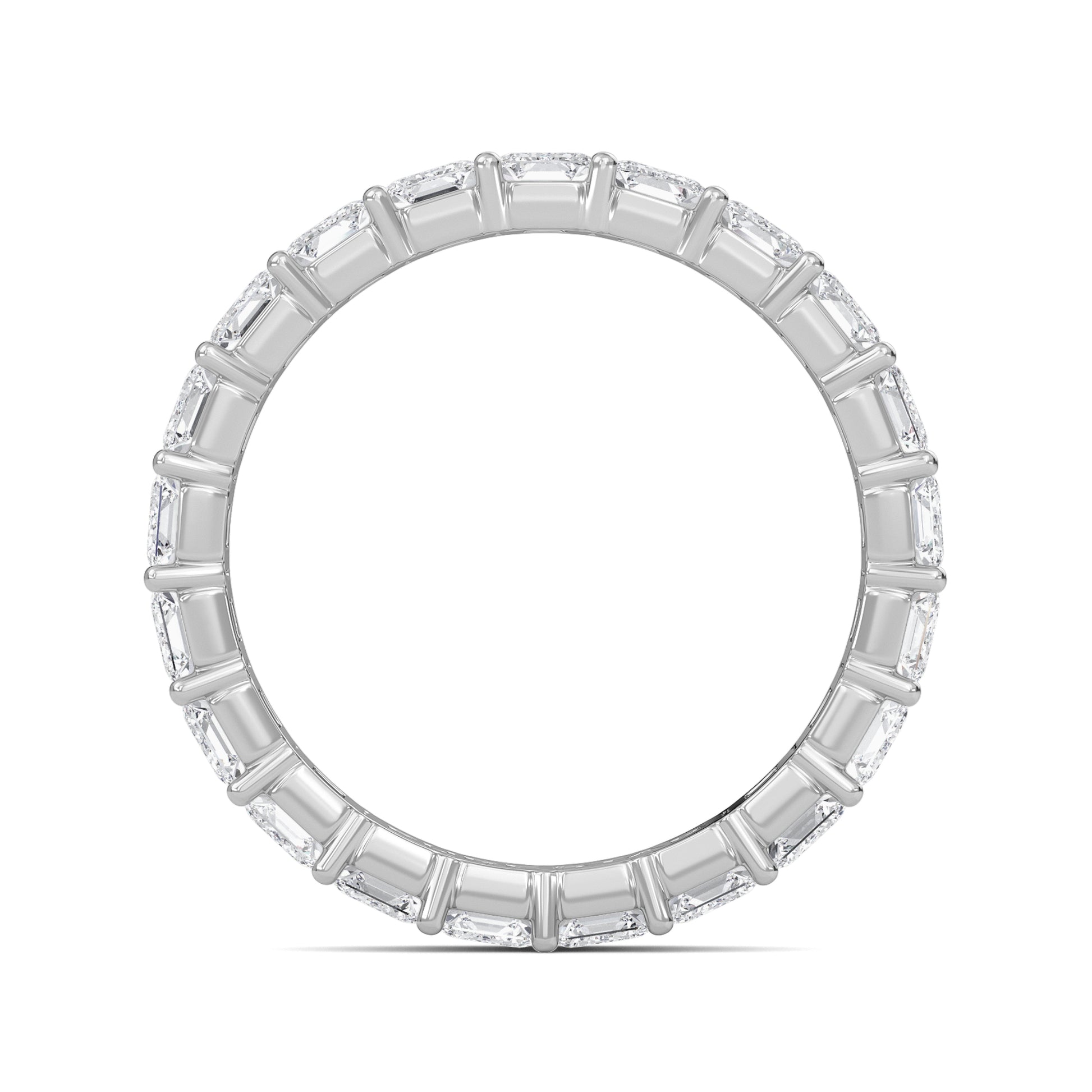 Joylyn Emerald cut lab grown diamond Shared Prong Eternity band White Gold ring for women - elegant and sustainable jewelry by Wenoor