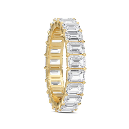Joylyn Emerald cut lab grown diamond Shared Prong Eternity band Yellow Gold ring for women - elegant and sustainable jewelry by Wenoor