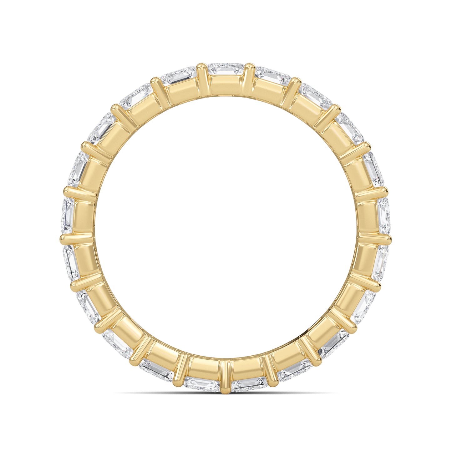 Joylyn Emerald cut lab grown diamond Shared Prong Eternity band Yellow Gold ring for women - elegant and sustainable jewelry by Wenoor