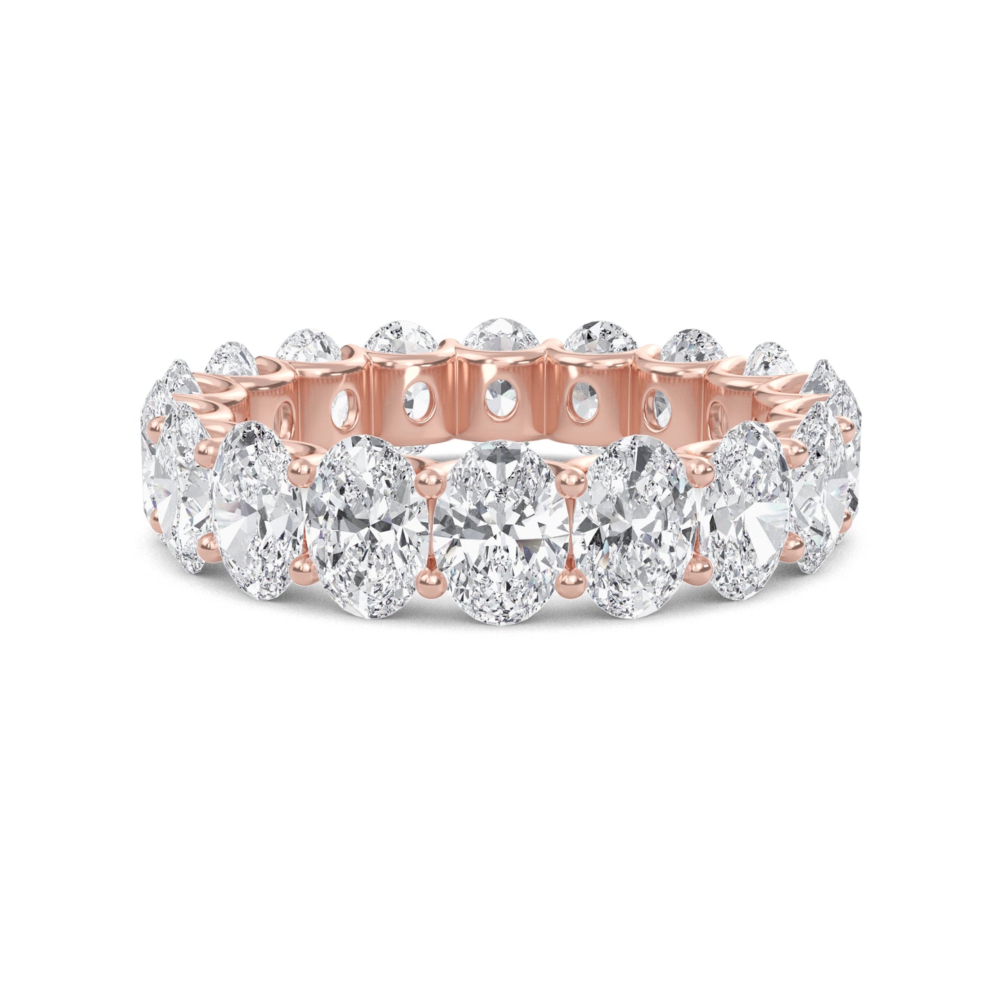 Juniper Oval cut lab-grown diamond U Prong eternity band Rose Gold ring for women - elegant and sustainable jewelry by Wenoor