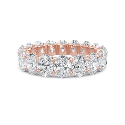 Juniper Oval cut lab-grown diamond U Prong eternity band Rose Gold ring for women - elegant and sustainable jewelry by Wenoor