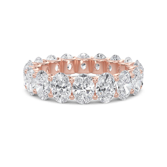 Juniper Oval cut lab-grown diamond U Prong eternity band Rose Gold ring for women - elegant and sustainable jewelry by Wenoor