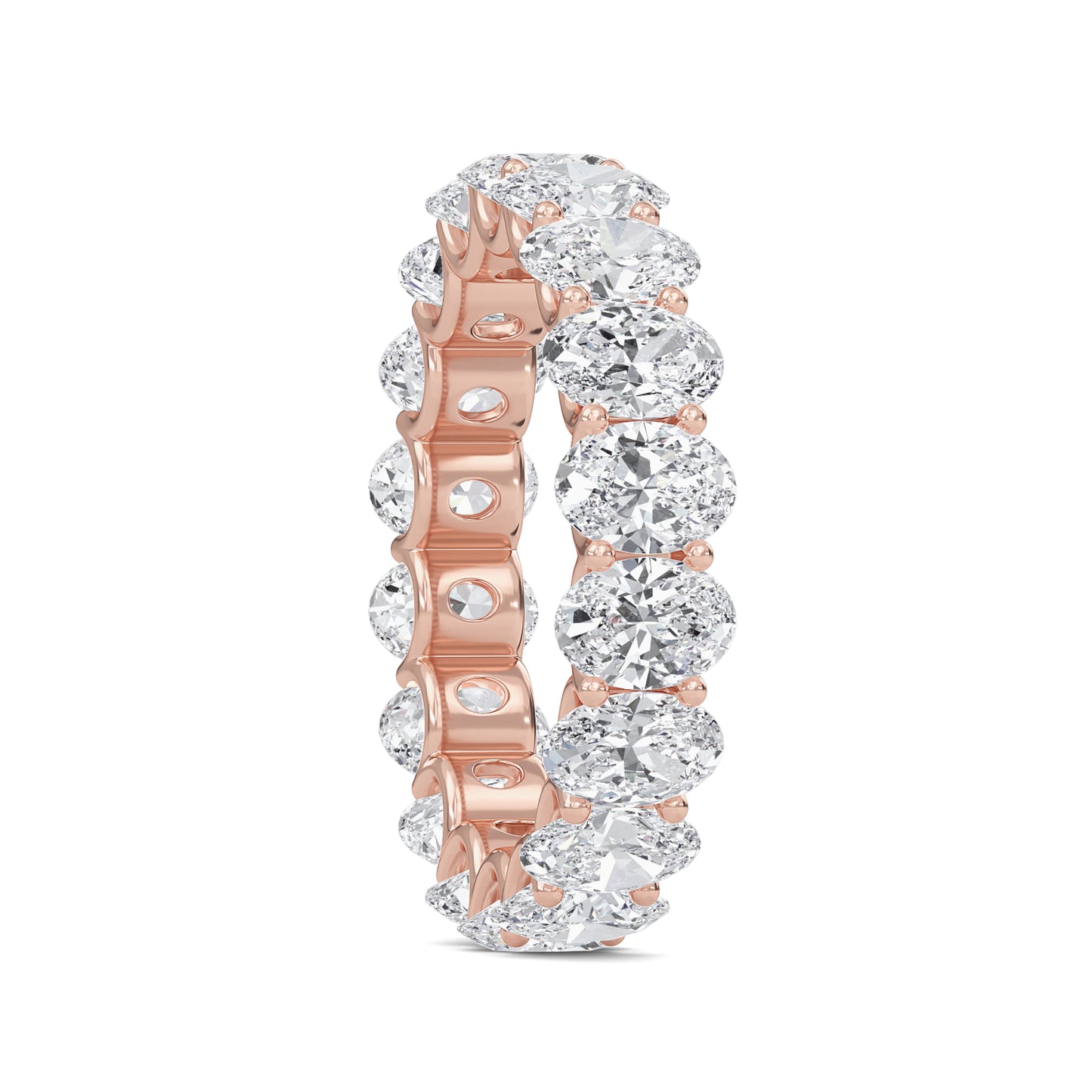 Juniper Oval cut lab-grown diamond U Prong eternity band Rose Gold ring for women - elegant and sustainable jewelry by Wenoor