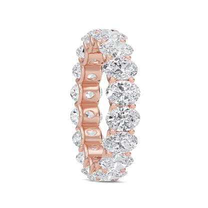 Juniper Oval cut lab-grown diamond U Prong eternity band Rose Gold ring for women - elegant and sustainable jewelry by Wenoor