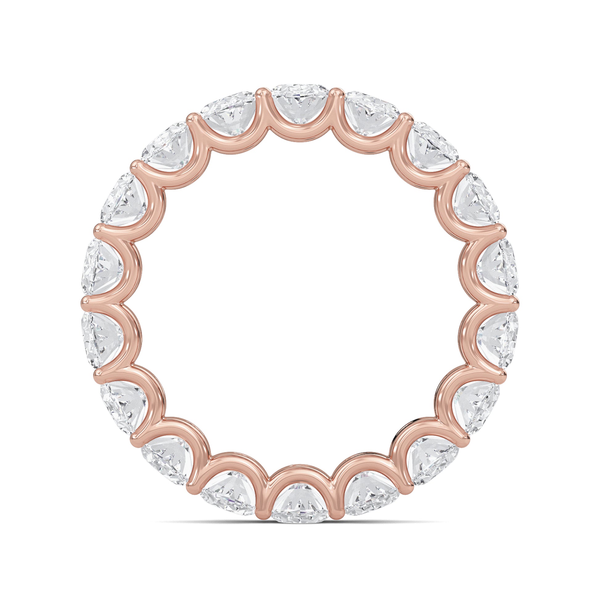 Juniper Oval cut lab-grown diamond U Prong eternity band Rose Gold ring for women - elegant and sustainable jewelry by Wenoor