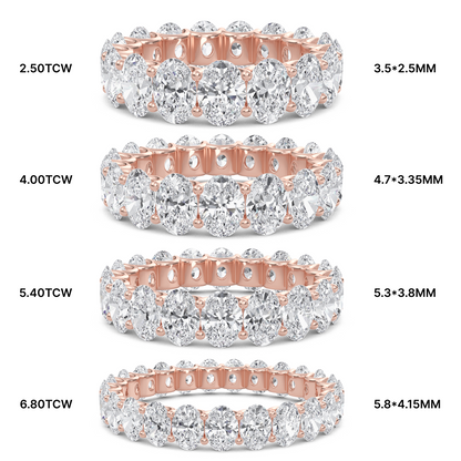 Juniper Oval cut lab-grown diamond U Prong eternity band Rose Gold ring for women - elegant and sustainable jewelry by Wenoor