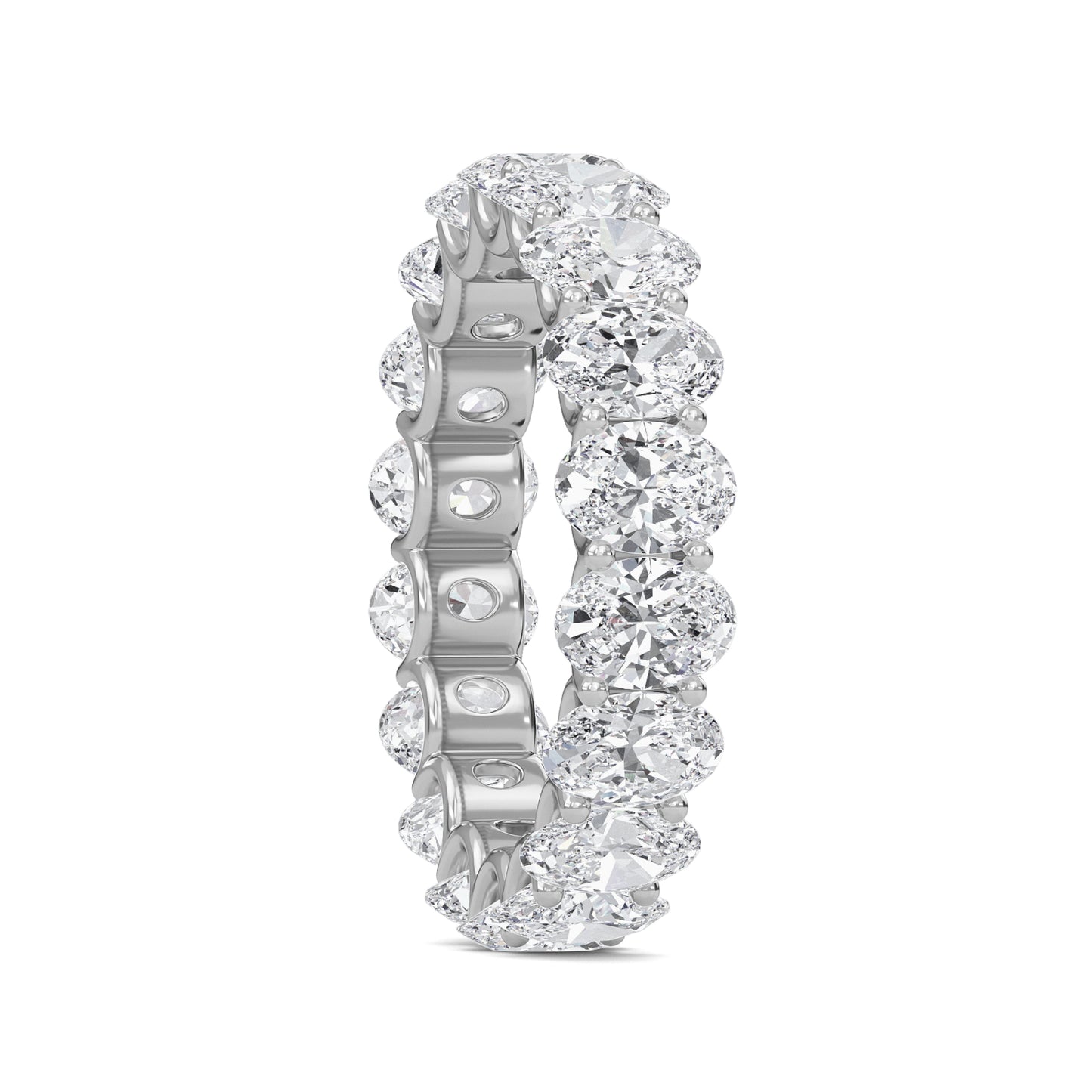 Juniper Oval cut lab-grown diamond U Prong eternity band White Gold ring for women - elegant and sustainable jewelry by Wenoor
