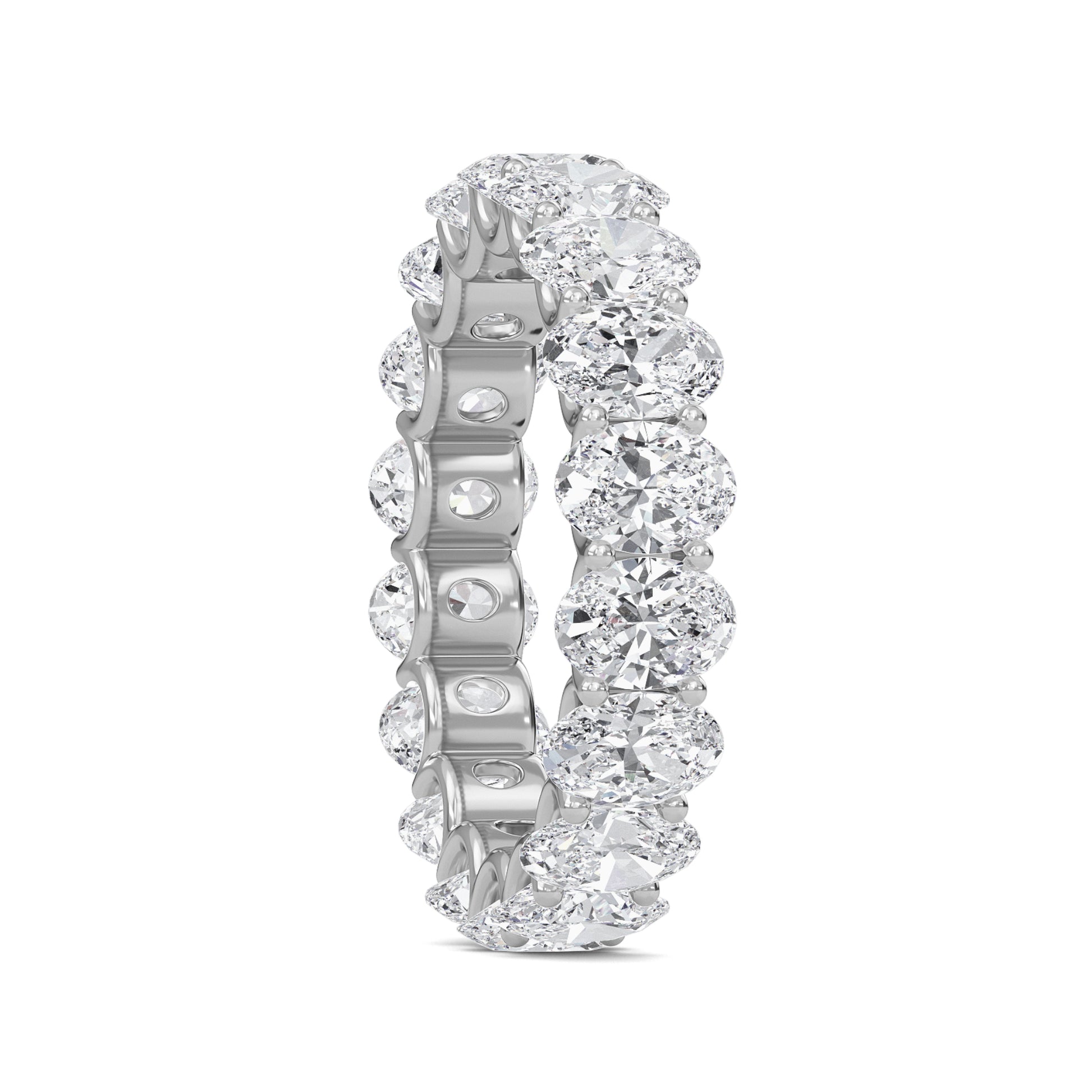 Juniper Oval cut lab-grown diamond U Prong eternity band White Gold ring for women - elegant and sustainable jewelry by Wenoor