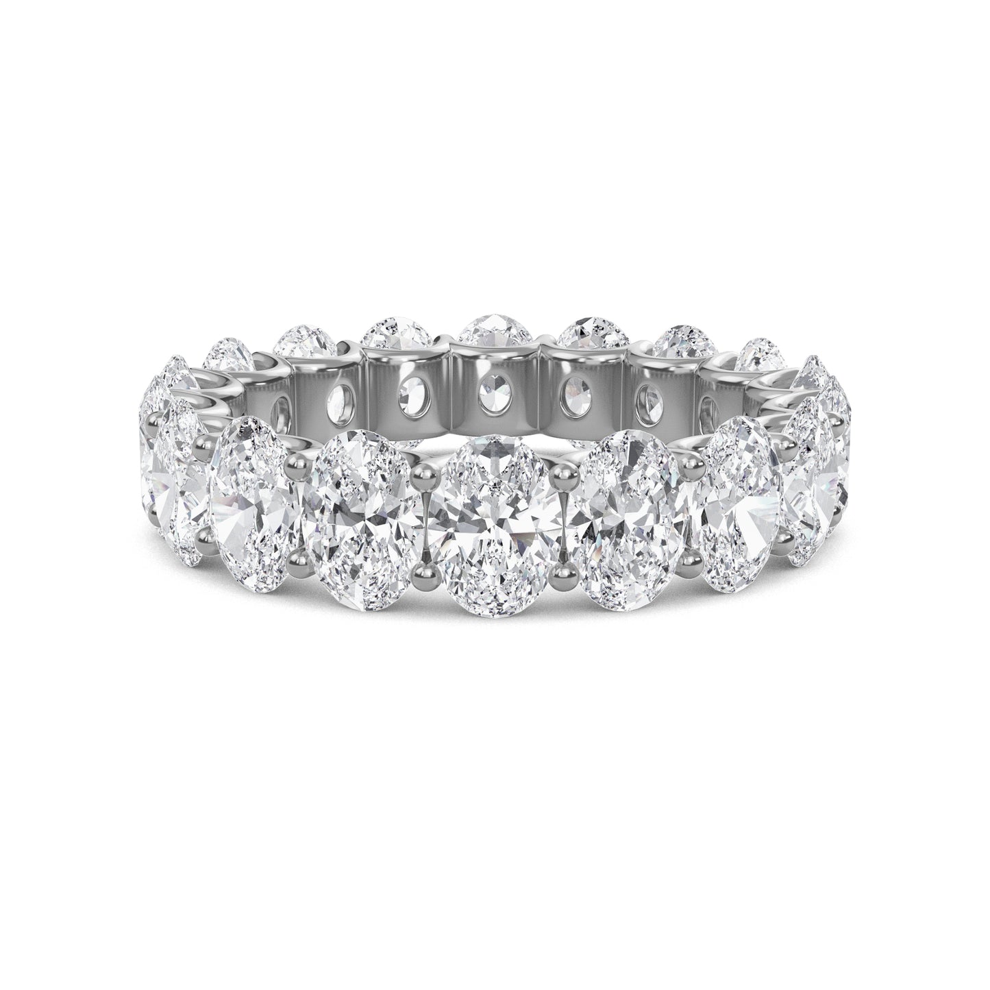 Juniper Oval cut lab-grown diamond U Prong eternity band White Gold ring for women - elegant and sustainable jewelry by Wenoor