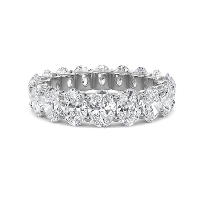 Juniper Oval cut lab-grown diamond U Prong eternity band White Gold ring for women - elegant and sustainable jewelry by Wenoor