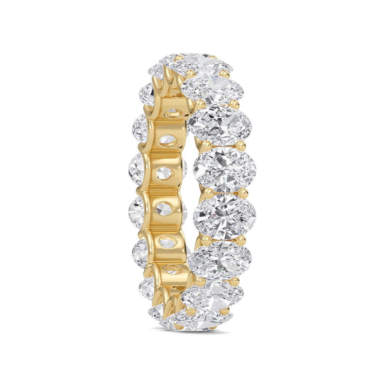 Juniper Oval cut lab-grown diamond U Prong eternity band Yellow Gold ring for women - elegant and sustainable jewelry by Wenoor