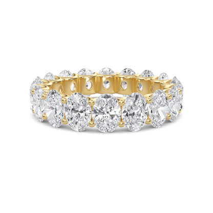 Juniper Oval cut lab-grown diamond U Prong eternity band Yellow Gold ring for women - elegant and sustainable jewelry by Wenoor