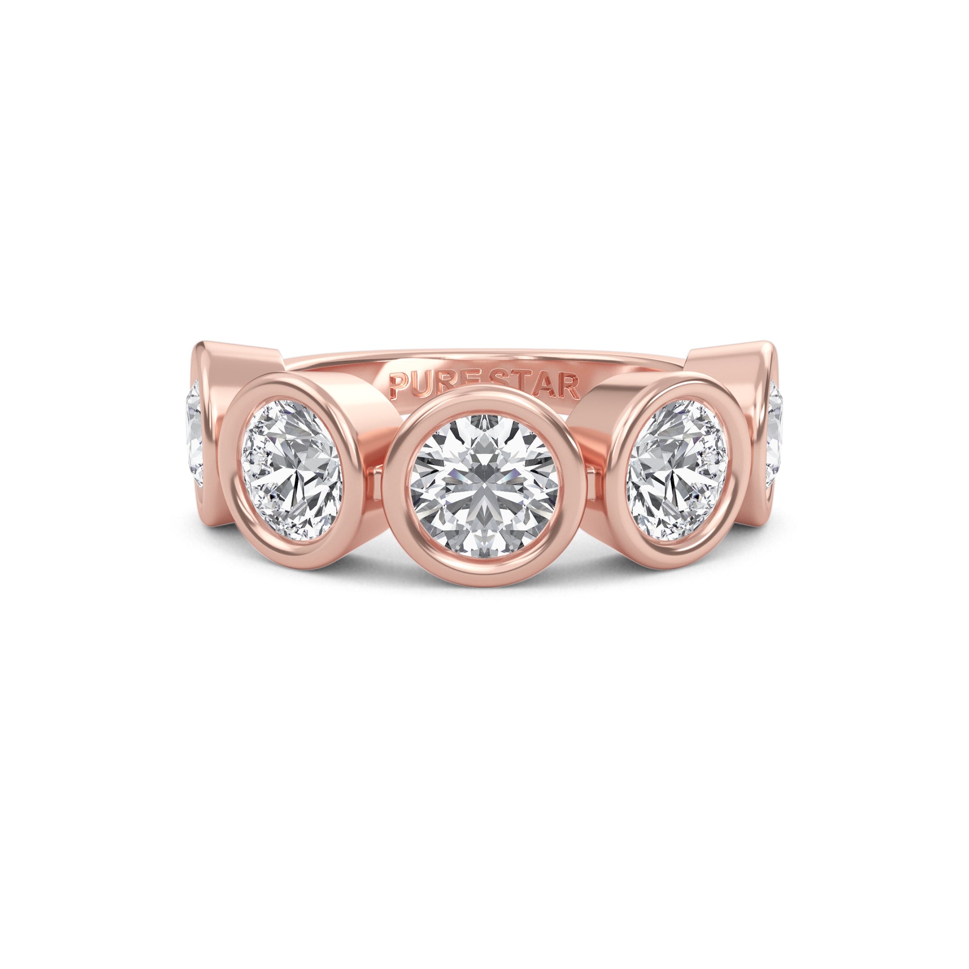 Kaelyn Round cut lab grown diamond Bezel Eternity band Rose Gold Ring for women - elegant and sustainable jewelry by Wenoor