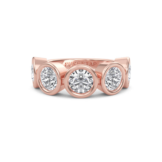 Kaelyn Round cut lab grown diamond Bezel Eternity band Rose Gold Ring for women - elegant and sustainable jewelry by Wenoor