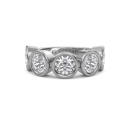 Kaelyn Round cut lab grown diamond Bezel Eternity band White Gold Ring for women - elegant and sustainable jewelry by Wenoor
