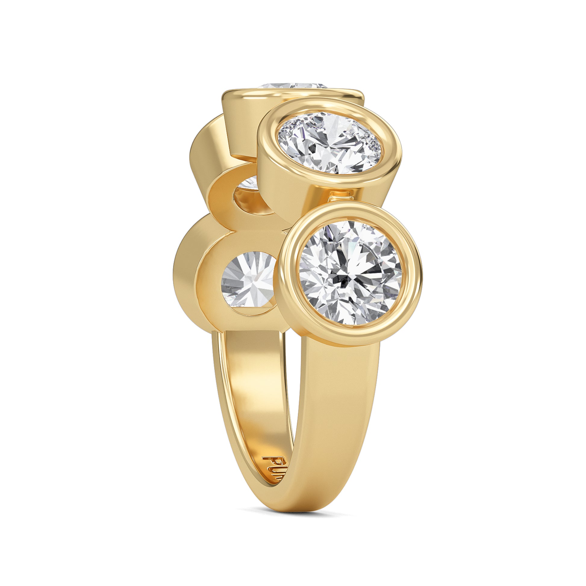 Kaelyn Round cut lab grown diamond Bezel Eternity band Yellow Gold Ring for women - elegant and sustainable jewelry by Wenoor