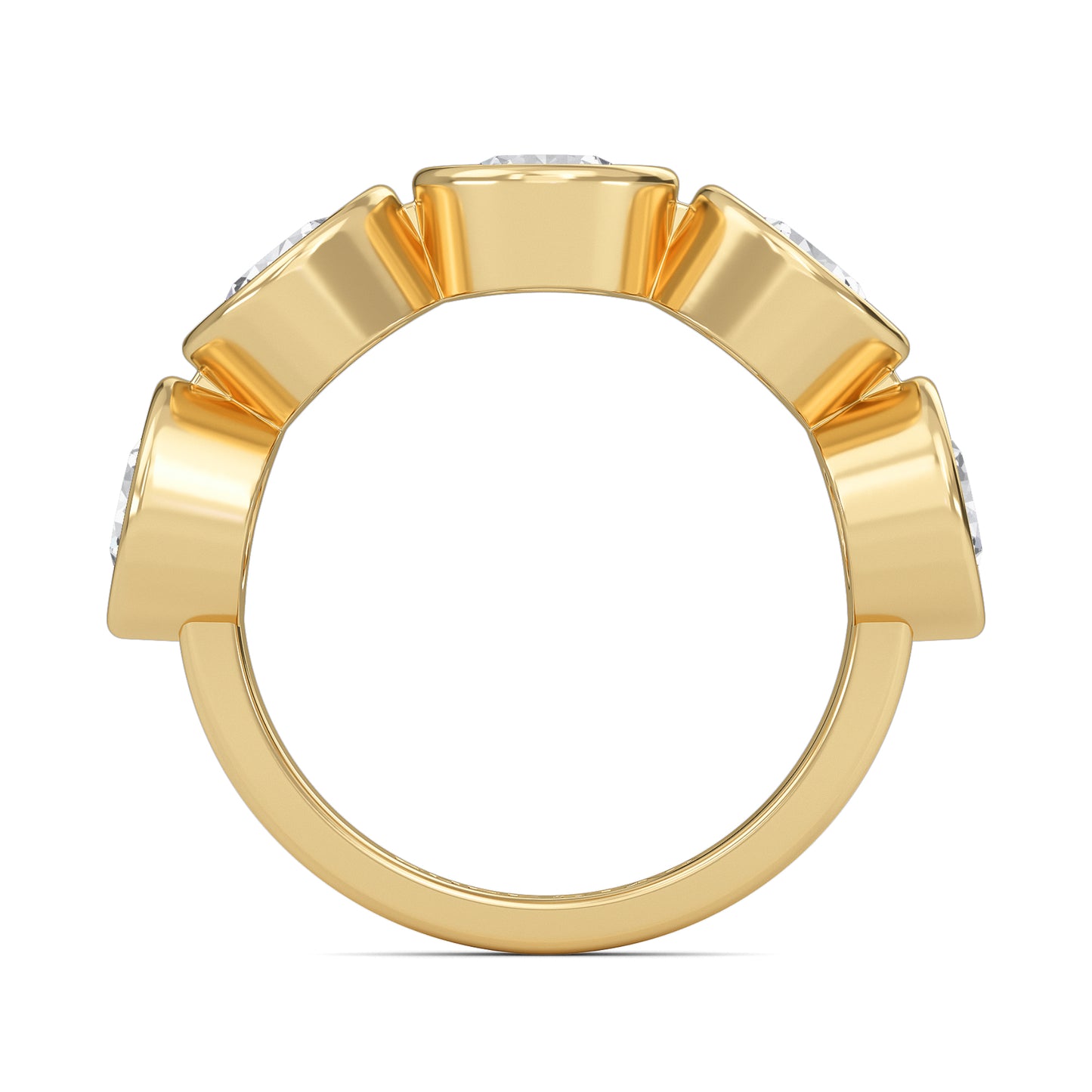 Kaelyn Round cut lab grown diamond Bezel Eternity band Yellow Gold Ring for women - elegant and sustainable jewelry by Wenoor