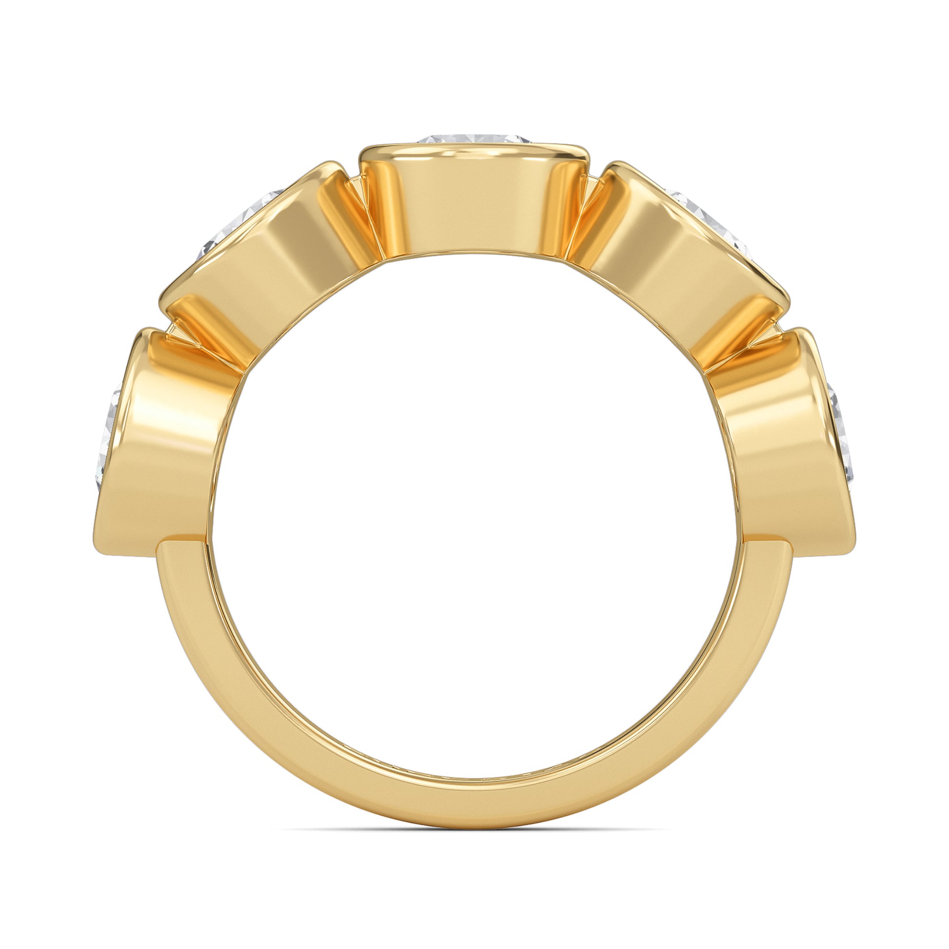 Kaelyn Round cut lab grown diamond Bezel Eternity band Yellow Gold Ring for women - elegant and sustainable jewelry by Wenoor