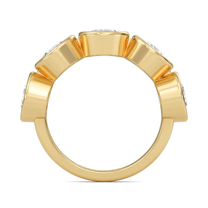 Kaelyn Round cut lab grown diamond Bezel Eternity band Yellow Gold Ring for women - elegant and sustainable jewelry by Wenoor