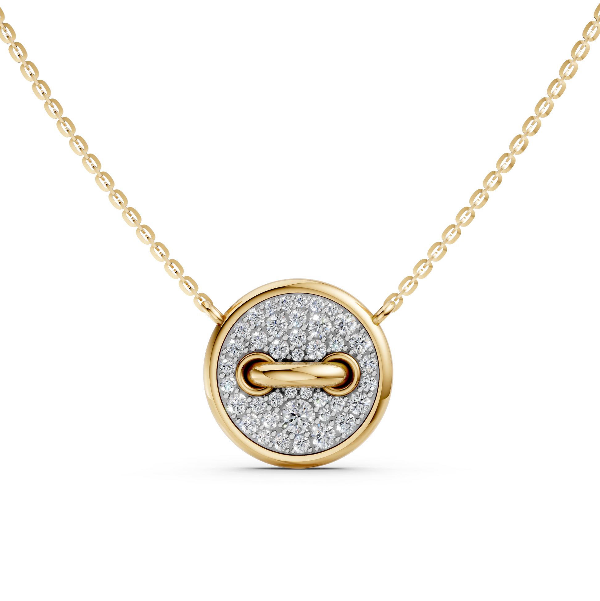 Keira Pomellato Pom Pom Dot yellow Gold pendant necklace with round lab-grown diamonds
