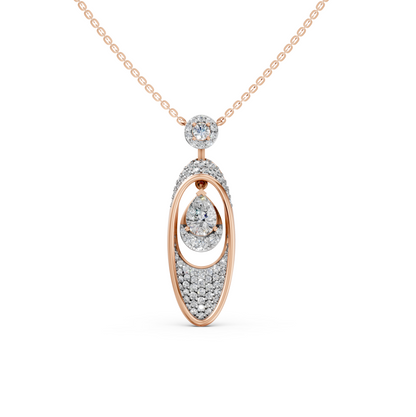 Kelsey Pear cut solitaire pendant necklace with pavé round Lab-Grown diamonds in 14K/18K Rose gold