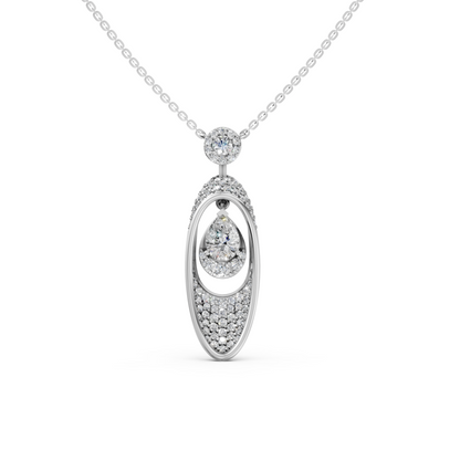 Kelsey Pear cut solitaire pendant necklace with pavé round Lab-Grown diamonds in 14K/18K White  gold