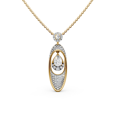 Kelsey Pear cut solitaire pendant necklace with pavé round Lab-Grown diamonds in 14K/18K Yellow gold