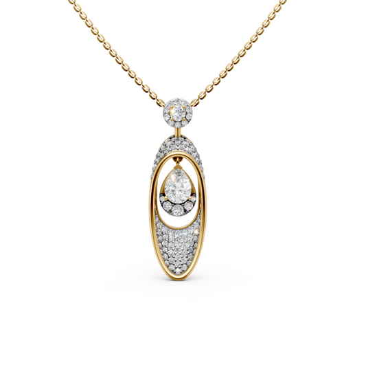 Kelsey Pear cut solitaire pendant necklace with pavé round Lab-Grown diamonds in 14K/18K Yellow gold