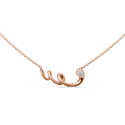 Kiera Pear shape solitaire Lab-Grown diamond pendant necklace with unique elongated gold design in 14K/18K Rose gold