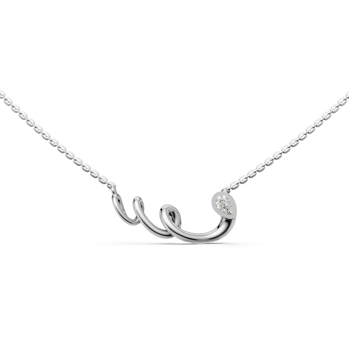 Kiera Pear shape solitaire Lab-Grown diamond pendant necklace with unique elongated gold design in 14K/18K White gold