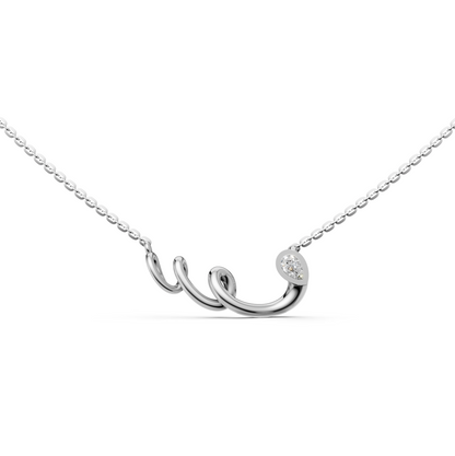 Kiera Pear shape solitaire Lab-Grown diamond pendant necklace with unique elongated gold design in 14K/18K White gold
