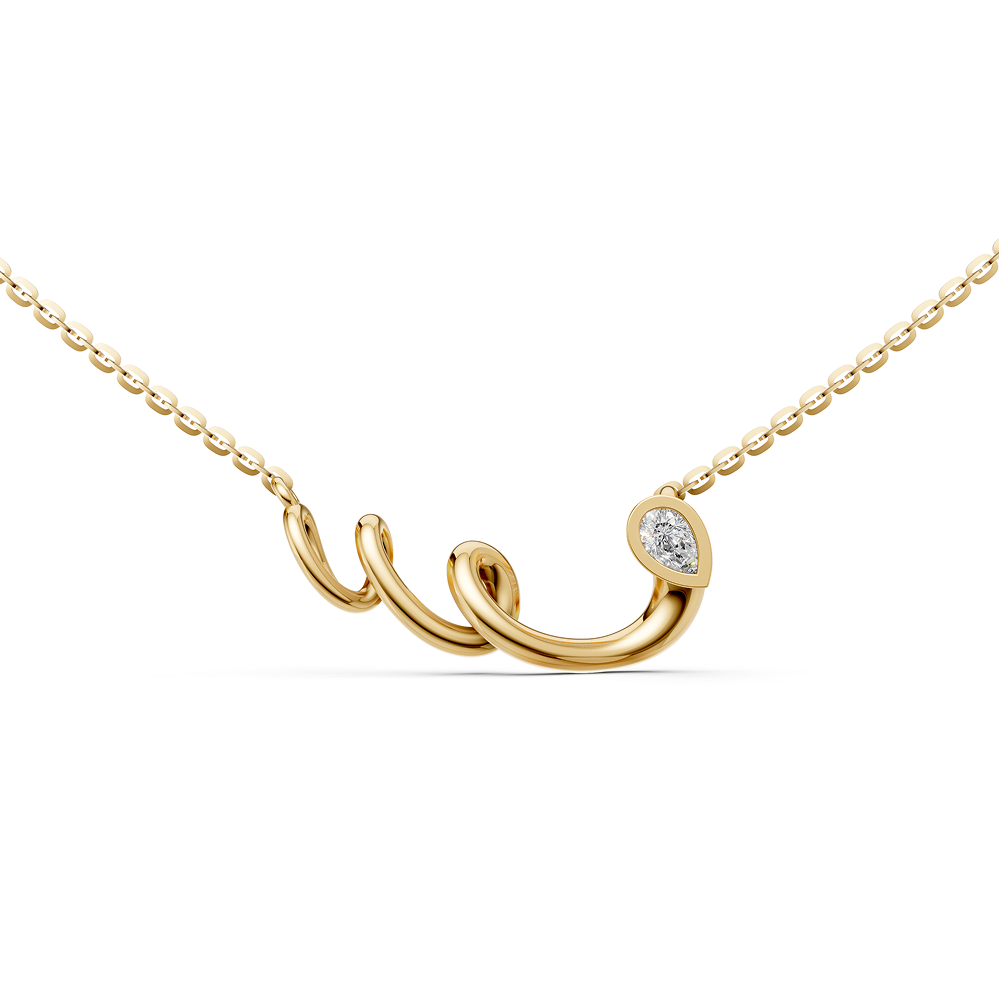 Kiera Pear shape solitaire Lab-Grown diamond pendant necklace with unique elongated gold design in 14K/18K Yellow gold