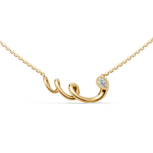 Kiera Pear shape solitaire Lab-Grown diamond pendant necklace with unique elongated gold design in 14K/18K Yellow gold