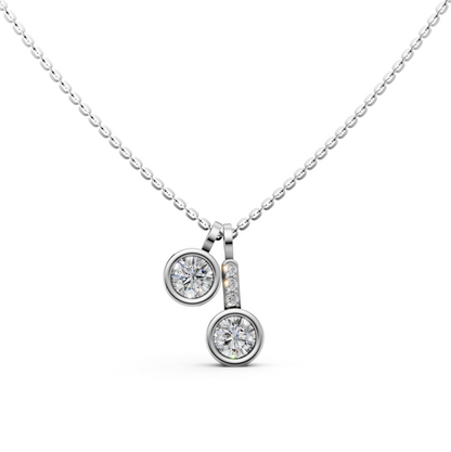 Lesly Double solitaire round lab-grown diamond pendant necklace in 14K/18K White gold