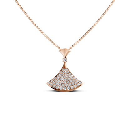 Lola Diva's Dream pendant Necklace with pavé-set lab-grown round diamonds in 14K/18K Rose gold