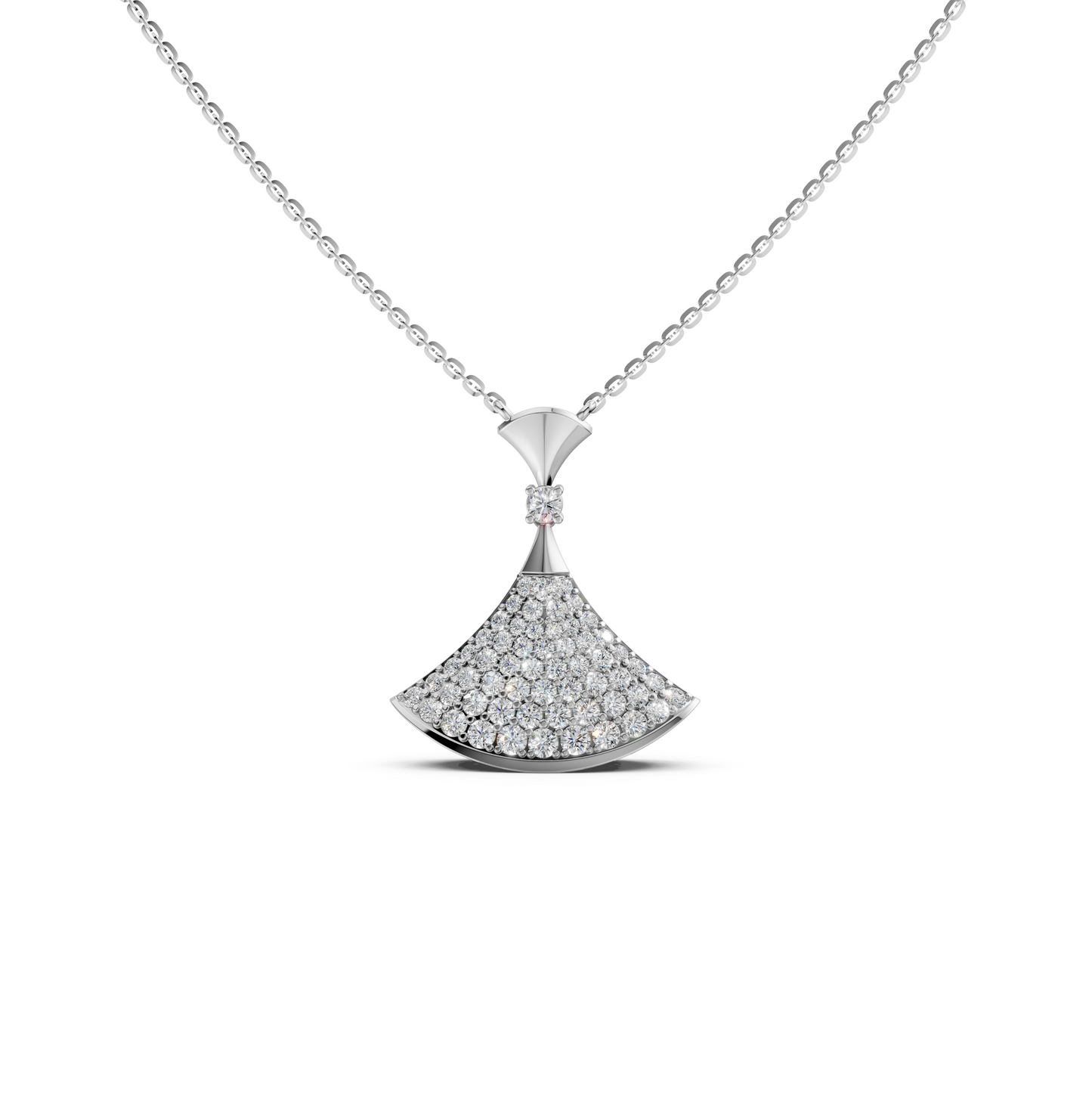 Lola Diva's Dream pendant Necklace with pavé-set lab-grown round diamonds in 14K/18K White gold
