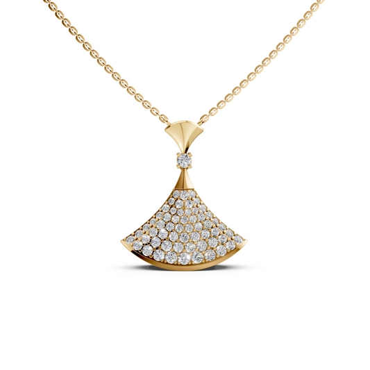 Lola Diva's Dream pendant Necklace with pavé-set lab-grown round diamonds in 14K/18K Yellow gold