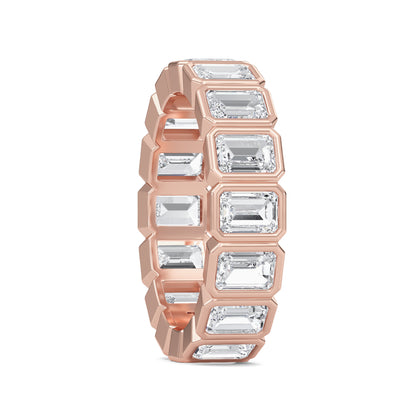 Maisie Emerald cut lab-grown diamond Rose Gold eternity band with a Bezel design - a sophisticated wedding ring for women by Wenoor