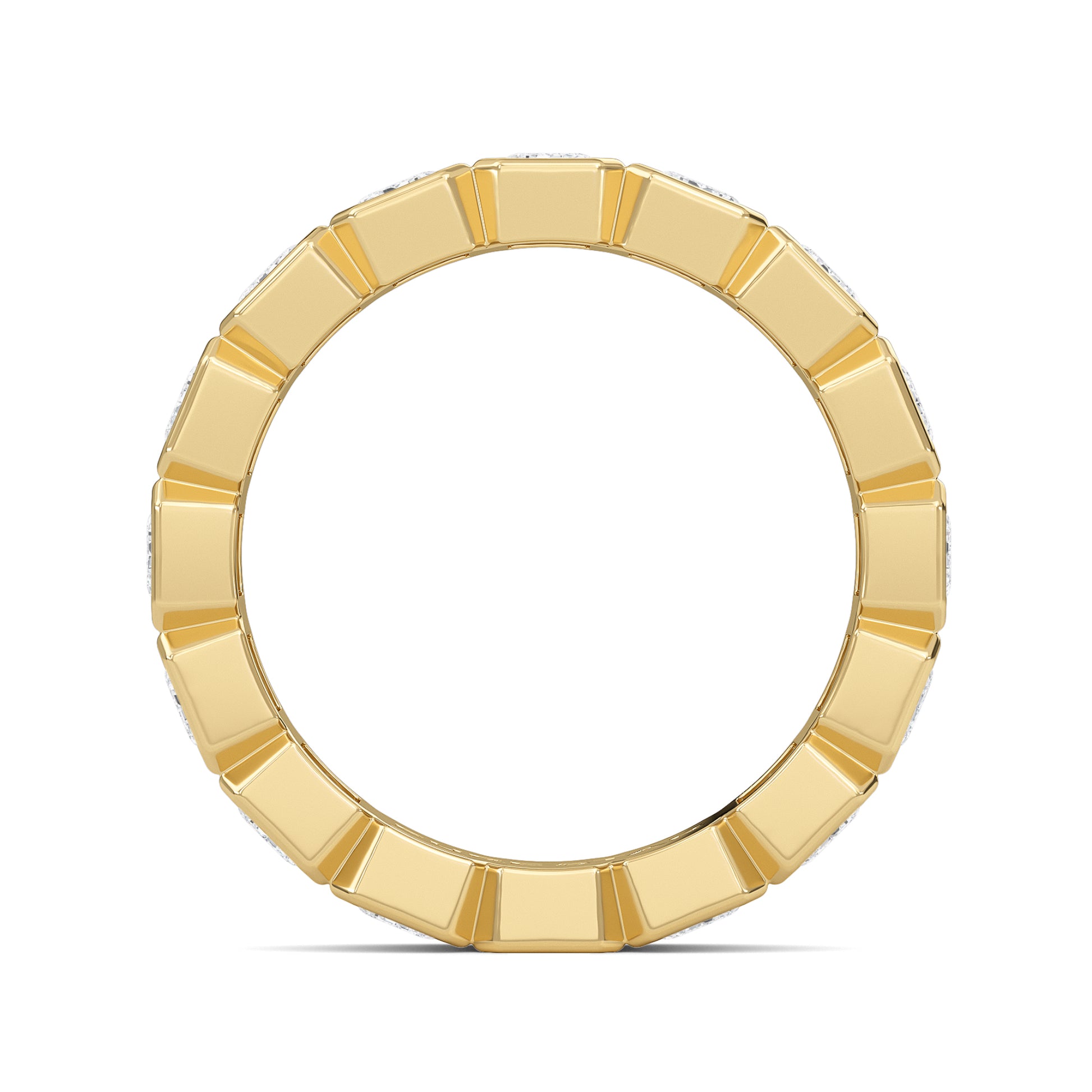 Maisie Emerald cut lab-grown diamond yellow Gold eternity band with a Bezel design - a sophisticated wedding ring for women by Wenoor