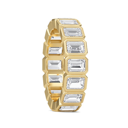 Maisie Emerald cut lab-grown diamond yellow Gold eternity band with a Bezel design - a sophisticated wedding ring for women by Wenoor