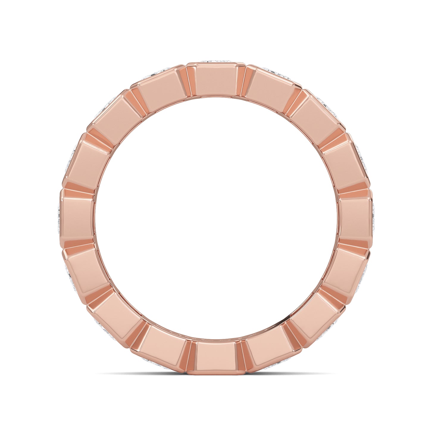 Maisie Emerald cut lab-grown diamond Rose Gold eternity band with a Bezel design - a sophisticated wedding ring for women by Wenoor