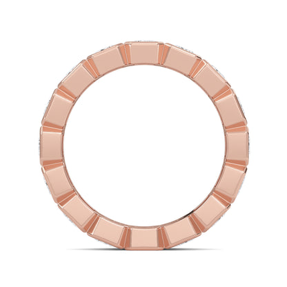 Maisie Emerald cut lab-grown diamond Rose Gold eternity band with a Bezel design - a sophisticated wedding ring for women by Wenoor
