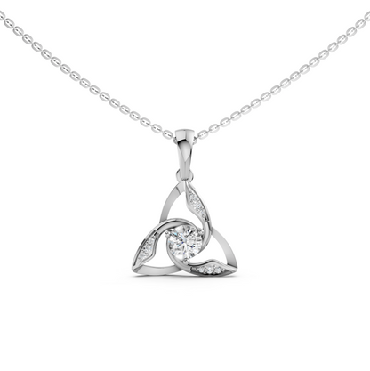 Maleah Celtic Trinity Knot White Gold pendant necklace with round brilliant cut lab-grown diamonds
